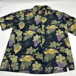 Dem Crazy Mens Hawaiian Grape Glass Wine Pocket Shirt Short Sleeve Size XXL 2XL